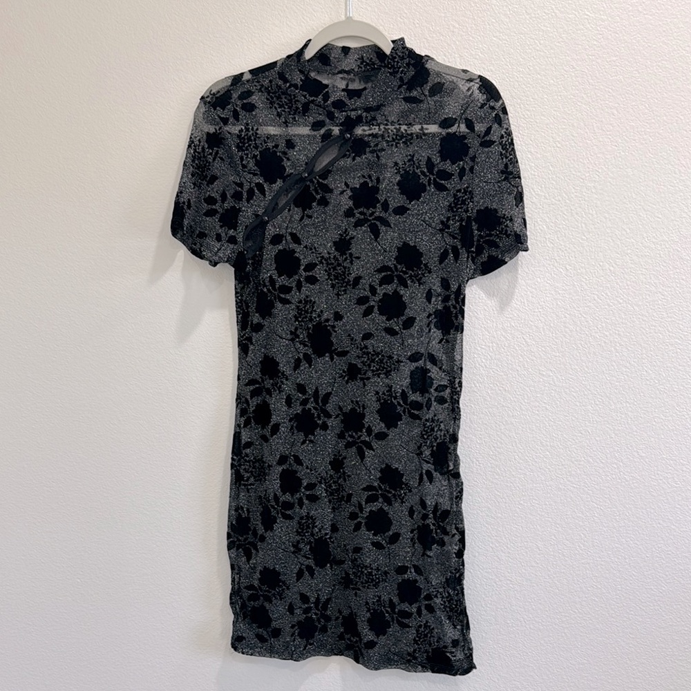 Elegant Black Floral Women's Dress